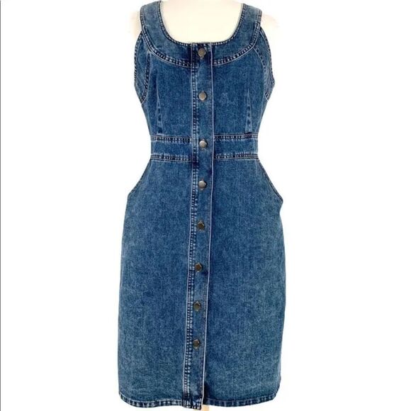 Gilli | Denim Jumper Button Up Dress | M - Picture 1 of 6